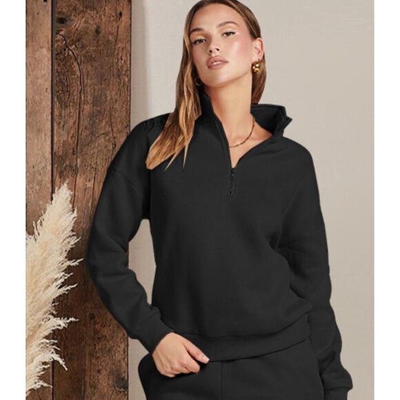 Anrabess 1/2 Zip Sweatshirt Women’s Large Black - Picture 1 of 4